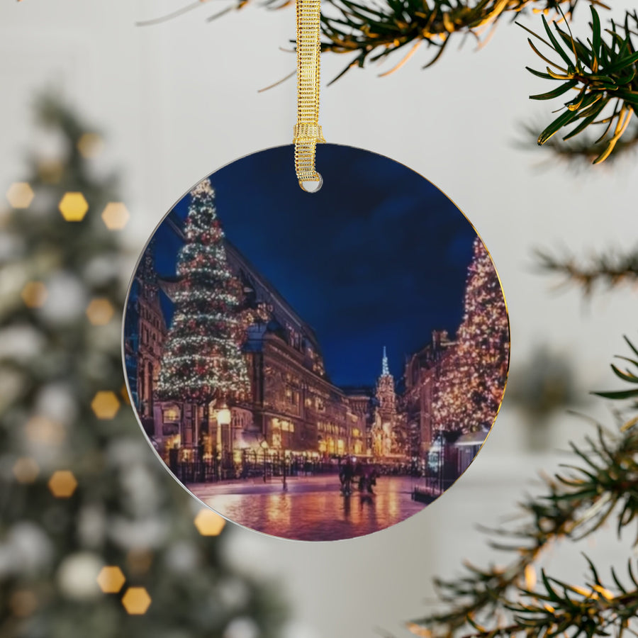Enchanting Christmas Cityscape Acrylic Ornaments for Holiday Decor