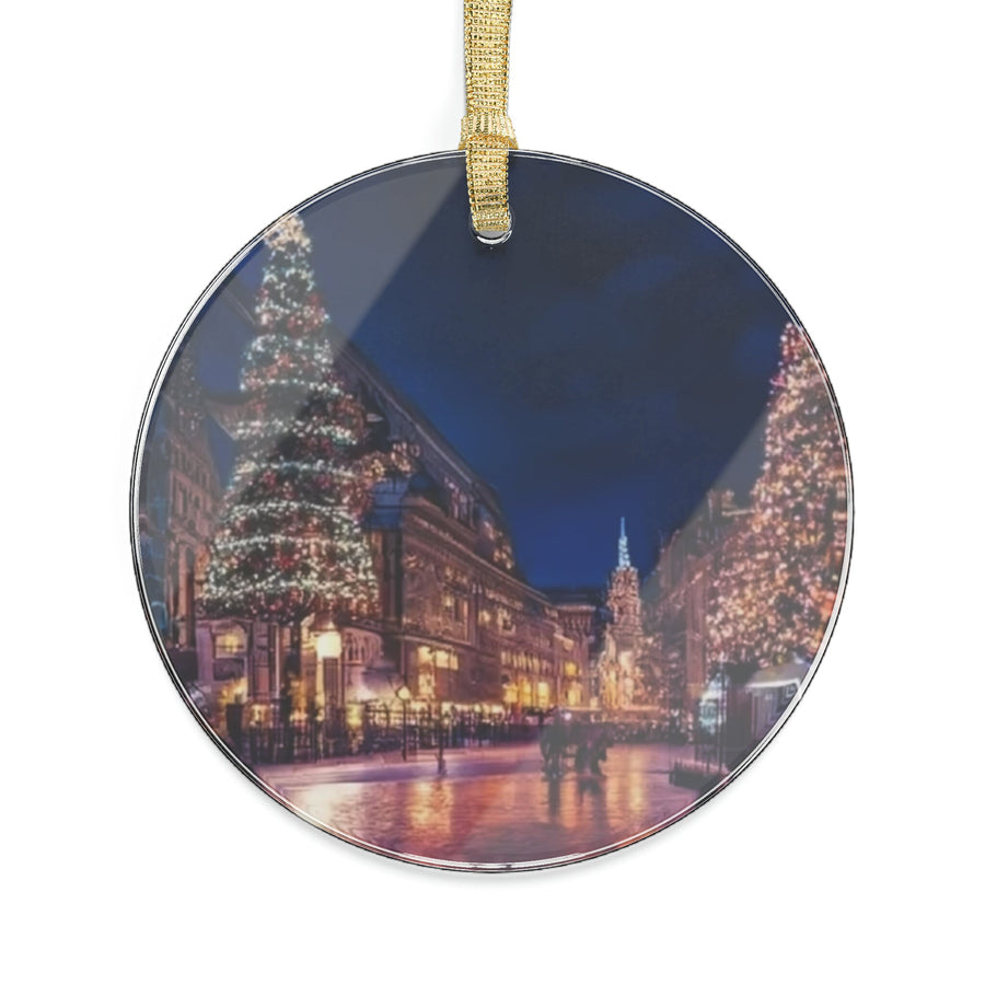 Enchanting Christmas Cityscape Acrylic Ornaments for Holiday Decor