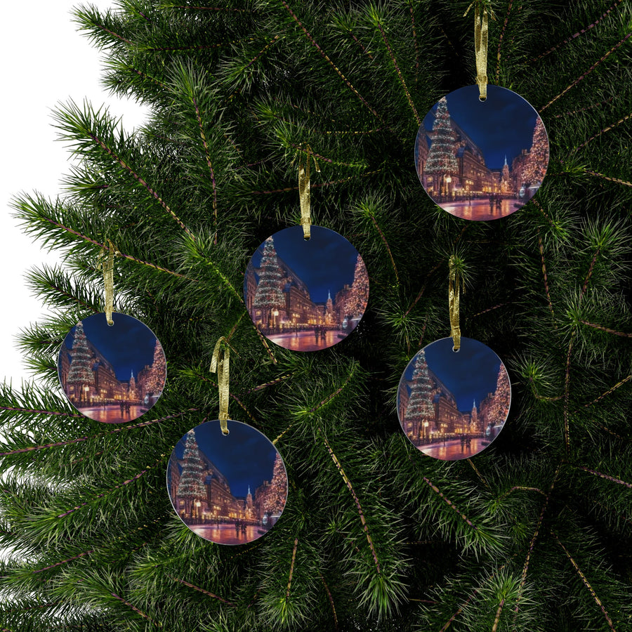 Enchanting Christmas Cityscape Acrylic Ornaments for Holiday Decor