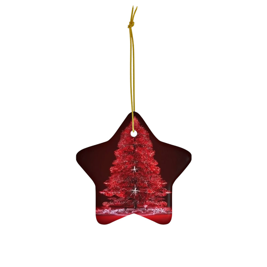 Ceramic Ornament, 4 Shapes-Sparkle and Shine with Our Red Glitter Christmas Tree