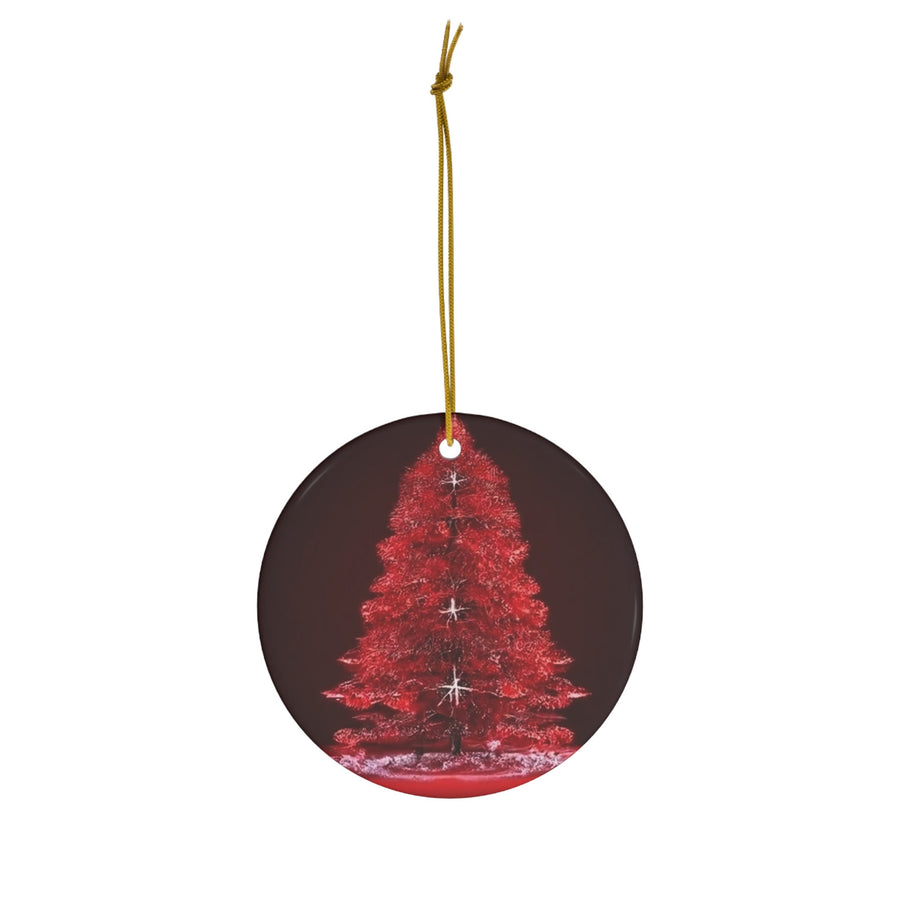 Ceramic Ornament, 4 Shapes-Sparkle and Shine with Our Red Glitter Christmas Tree
