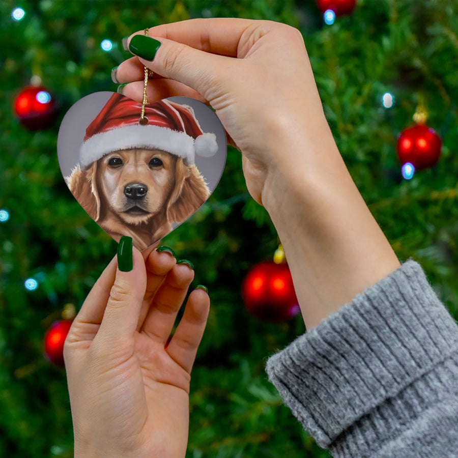 Ceramic Ornament, 4 Shapes-Golden Retriever Puppy Ornaments!