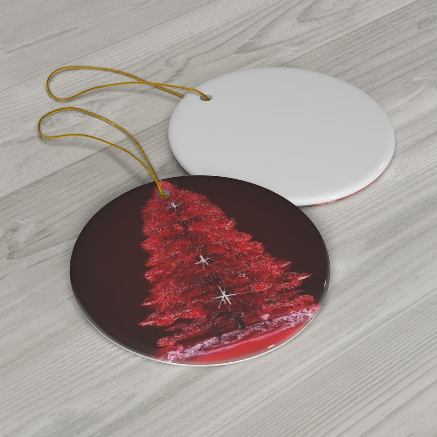Ceramic Ornament, 4 Shapes-Sparkle and Shine with Our Red Glitter Christmas Tree