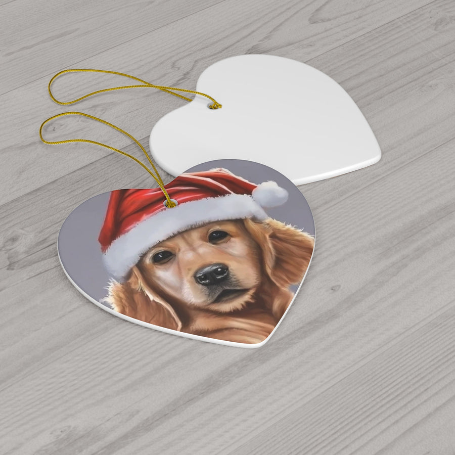 Ceramic Ornament, 4 Shapes-Golden Retriever Puppy Ornaments!