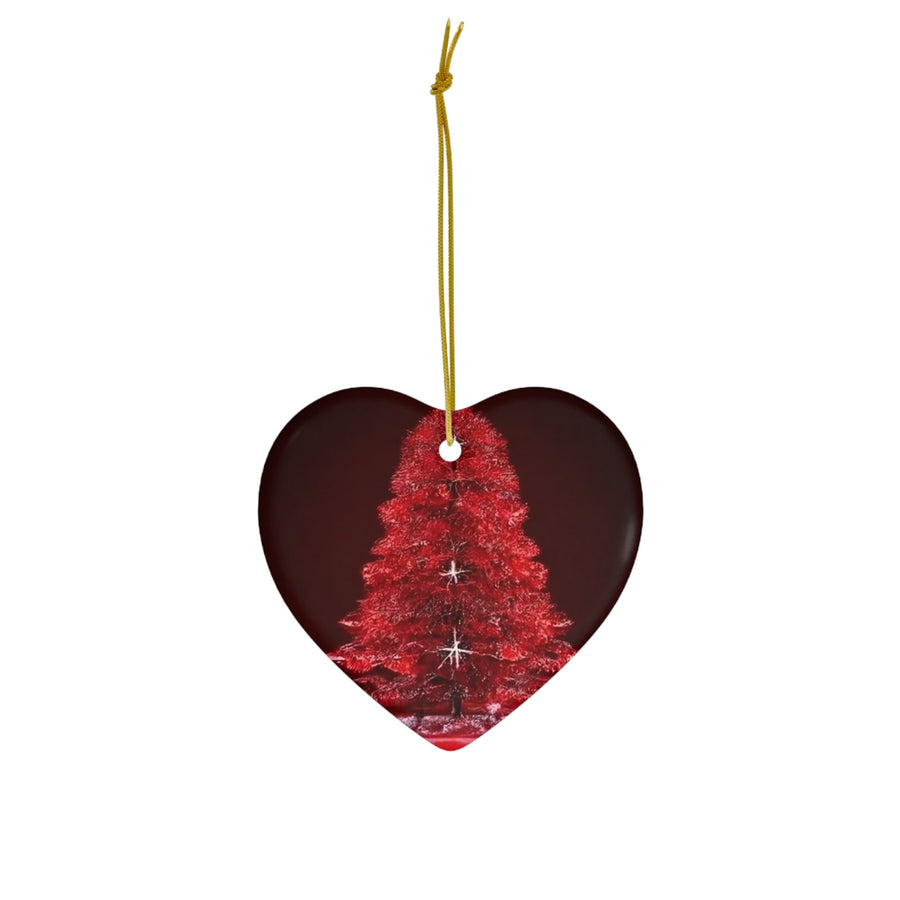 Ceramic Ornament, 4 Shapes-Sparkle and Shine with Our Red Glitter Christmas Tree