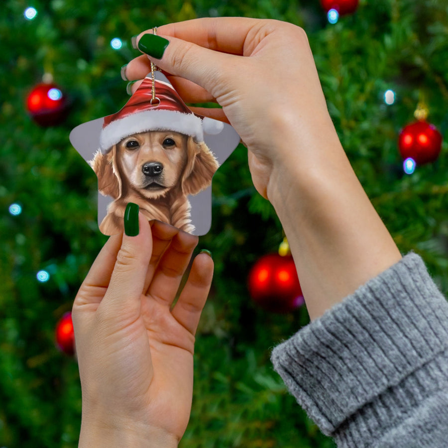 Ceramic Ornament, 4 Shapes-Golden Retriever Puppy Ornaments!