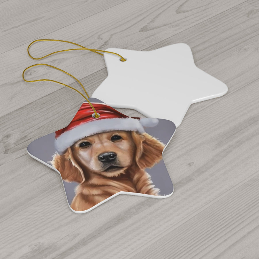 Ceramic Ornament, 4 Shapes-Golden Retriever Puppy Ornaments!