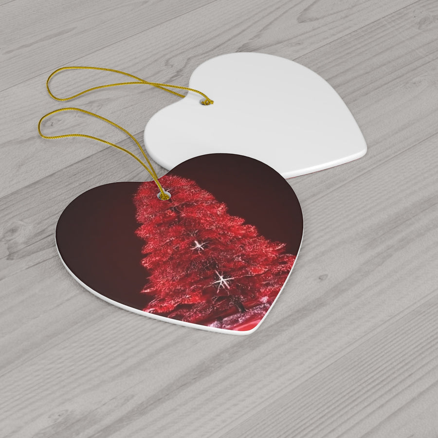 Ceramic Ornament, 4 Shapes-Sparkle and Shine with Our Red Glitter Christmas Tree
