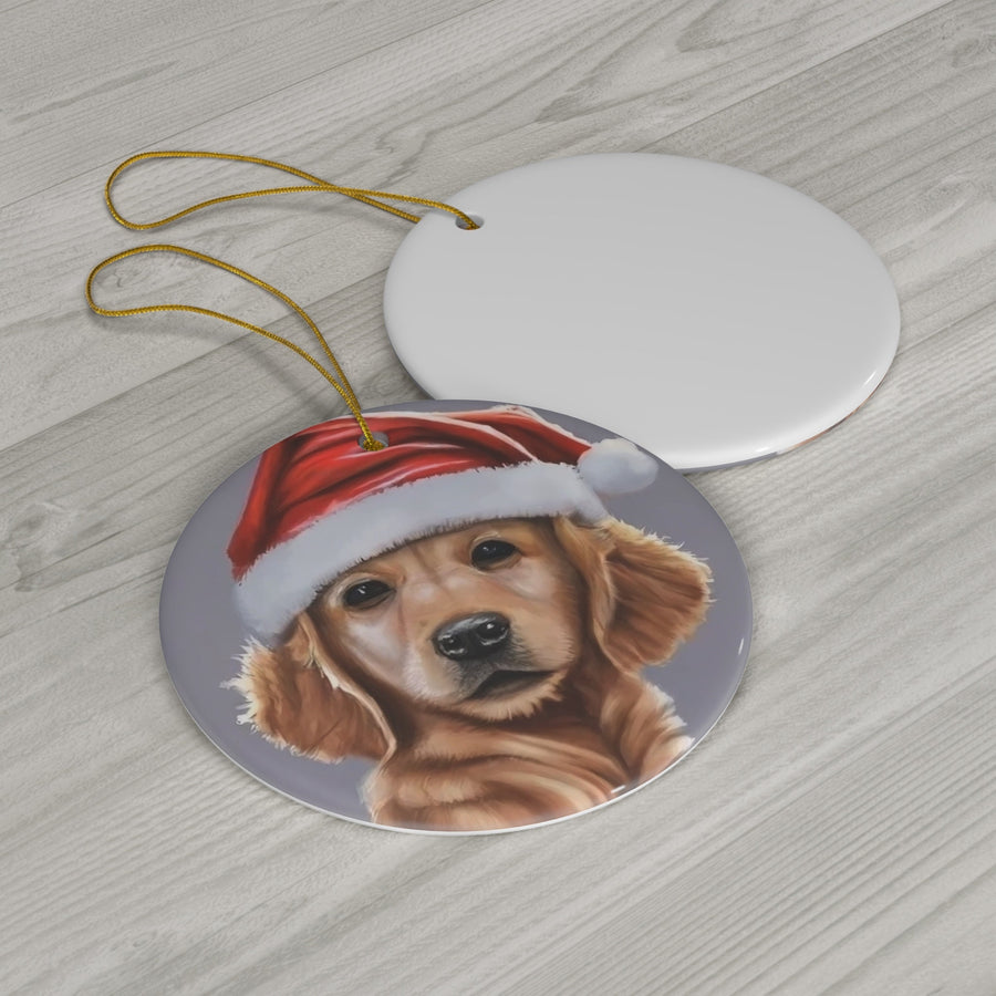 Ceramic Ornament, 4 Shapes-Golden Retriever Puppy Ornaments!