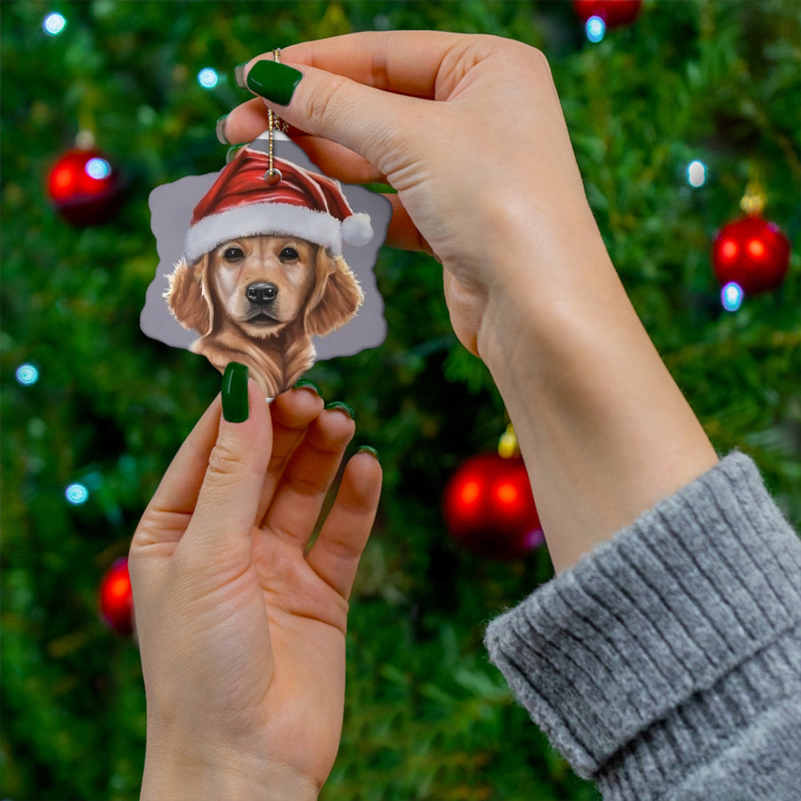 Ceramic Ornament, 4 Shapes-Golden Retriever Puppy Ornaments!
