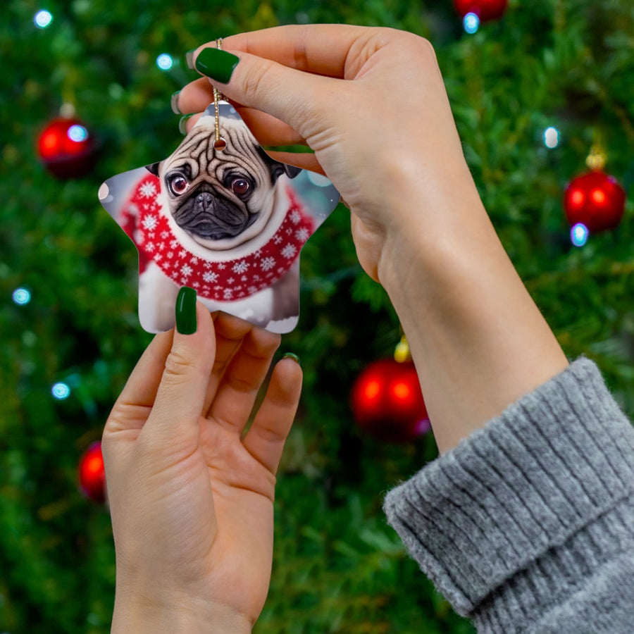 Ceramic Ornament, 4 Shapes Pug-tastic