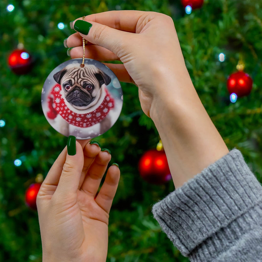Ceramic Ornament, 4 Shapes Pug-tastic
