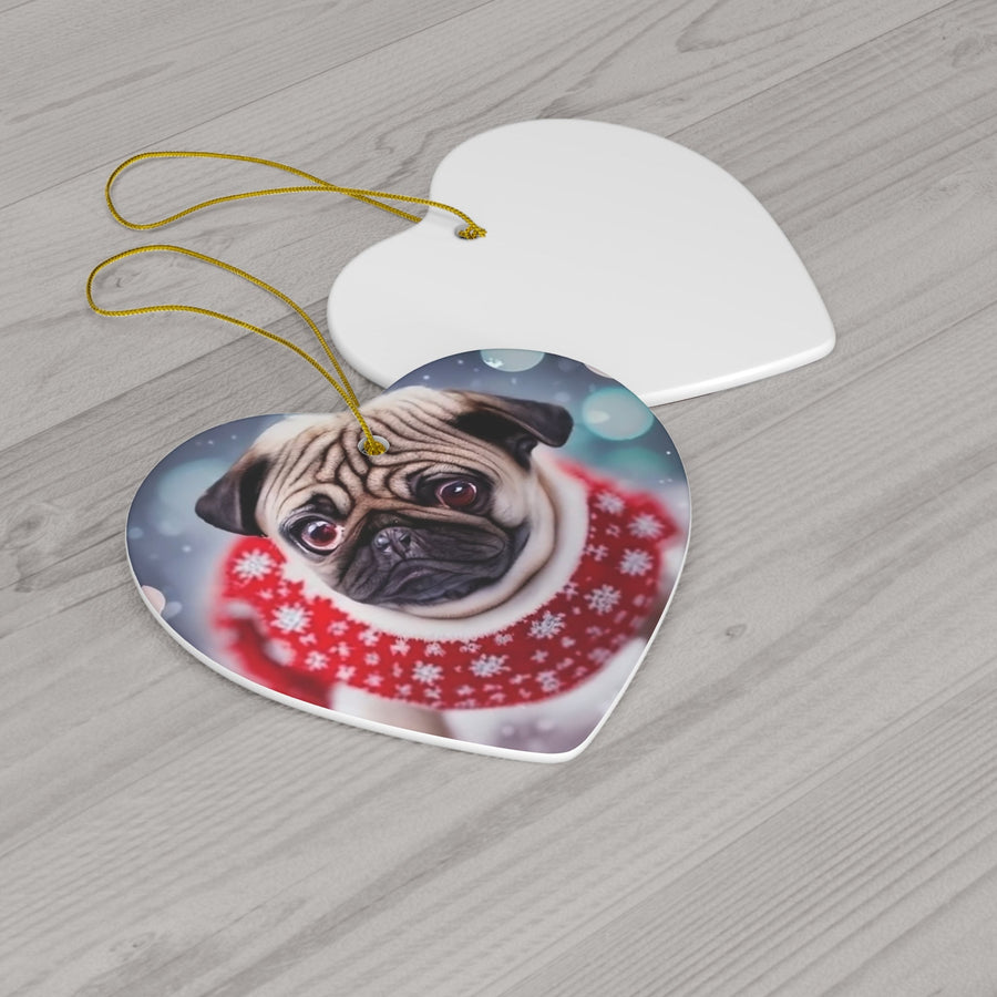 Ceramic Ornament, 4 Shapes Pug-tastic