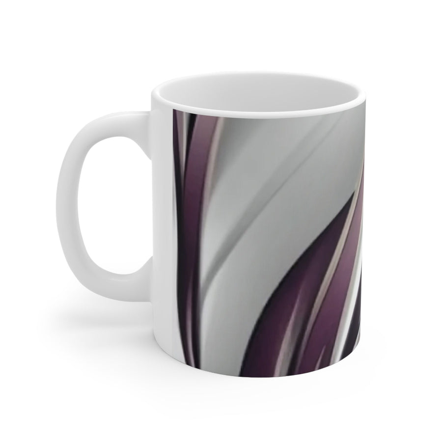 Ceramic Mug 11oz- Purple and White Decorative Mug