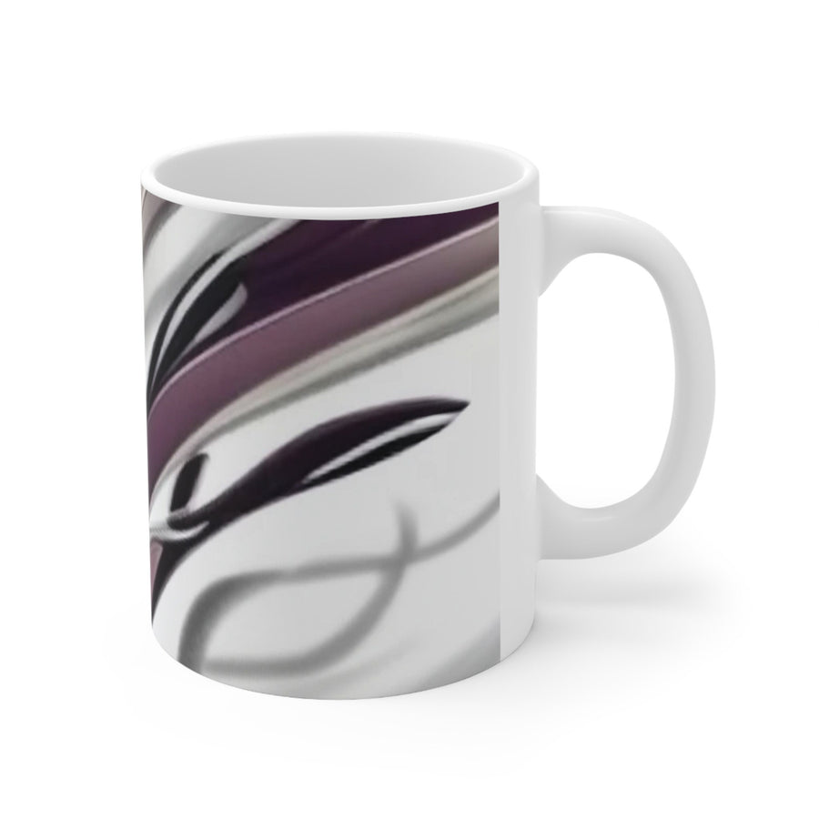 Ceramic Mug 11oz- Purple and White Decorative Mug