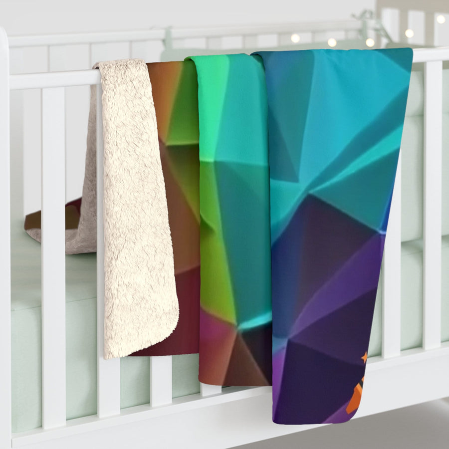 Sherpa Fleece Blanket-Rainbow Geo-