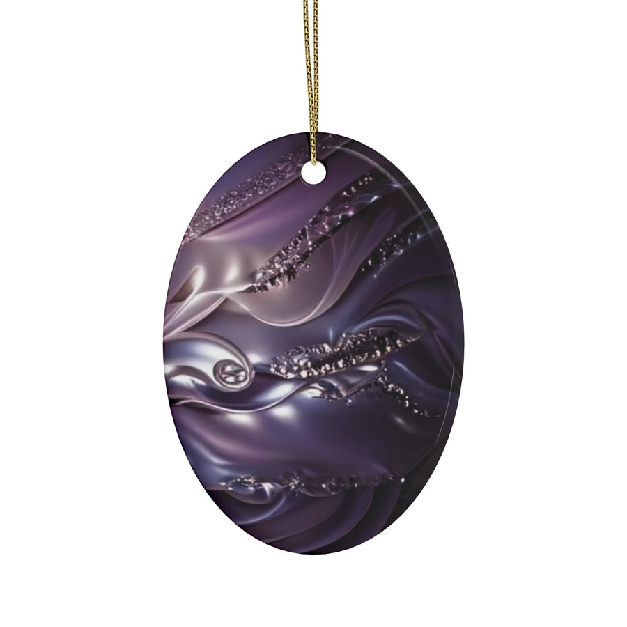 Ceramic Ornaments (1pcs, 5pcs, 10pcs,)- Purple and Silver Abstract Ornament