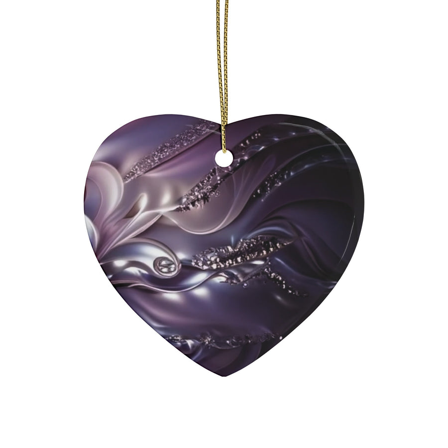 Ceramic Ornaments (1pcs, 5pcs, 10pcs,)- Purple and Silver Abstract Ornament