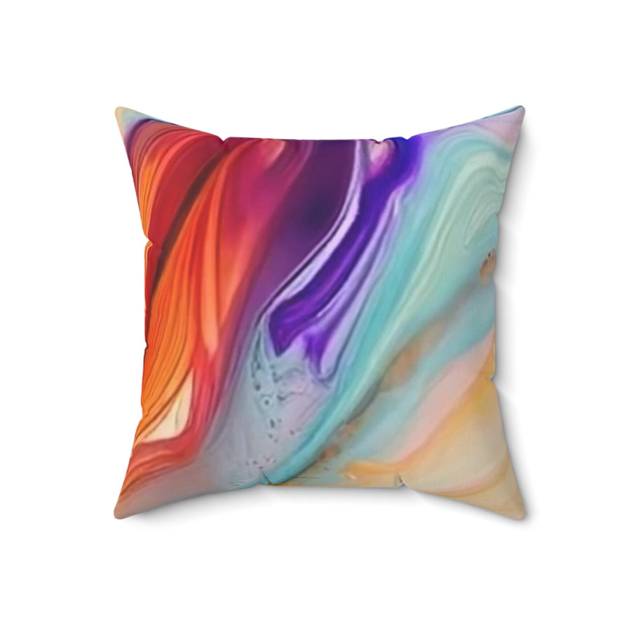 Spun Polyester Square Pillow- Multi Orange Vibrant hues