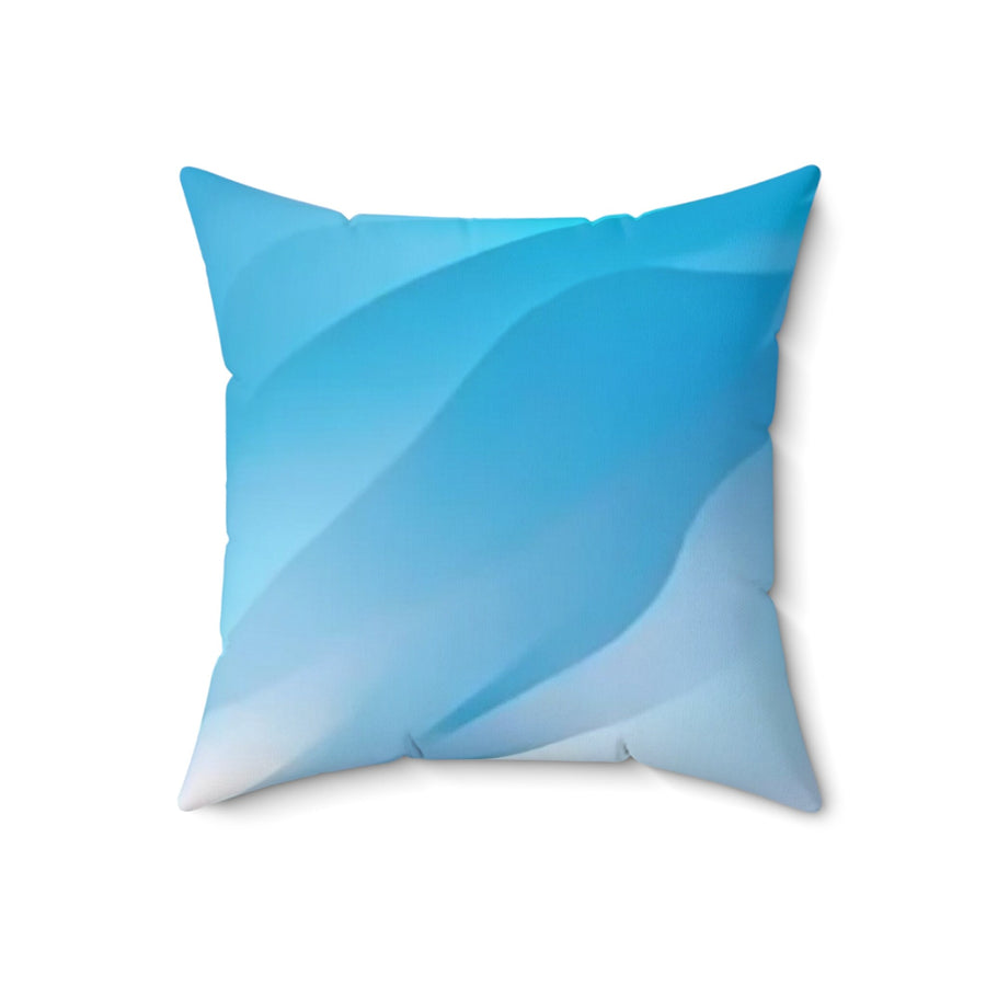 Spun Polyester Square Pillow-Light blue waves