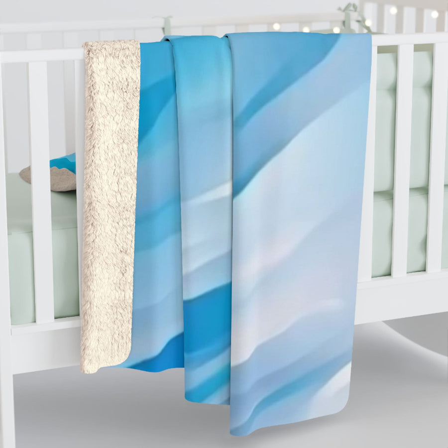 Sherpa Fleece Blanket-Calming Blues and whites