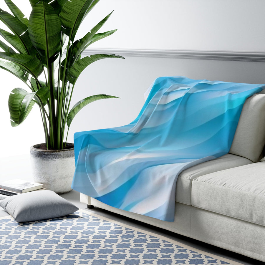 Sherpa Fleece Blanket-Calming Blues and whites