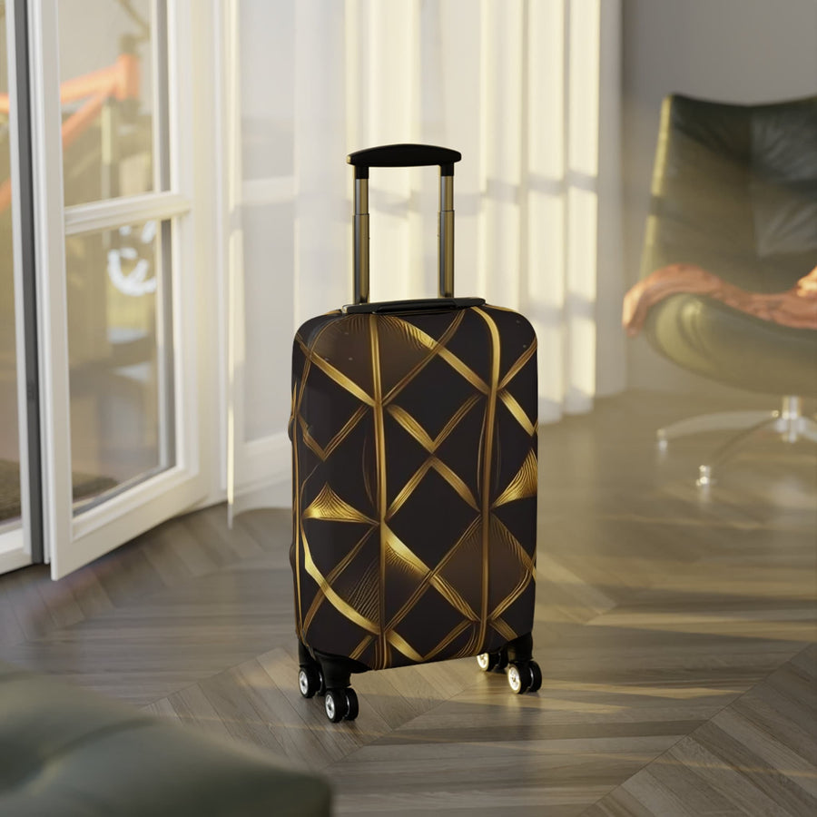 Luggage Cover-Gold and Black Colored Luggage Cover