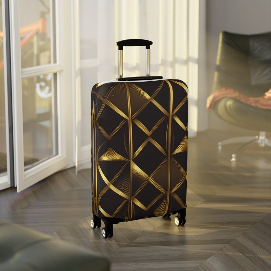 Luggage Cover-Gold and Black Colored Luggage Cover