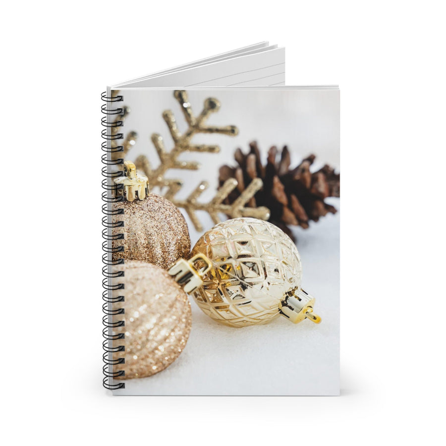 Spiral Notebook - Ruled Line-Gold Ornaments on Snow&#39; 118 pges
