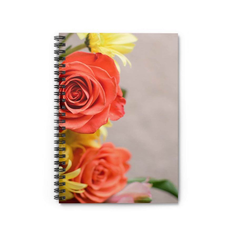 Spiral Notebook - Ruled Line-Orange and Yellow Flowers&#39; design