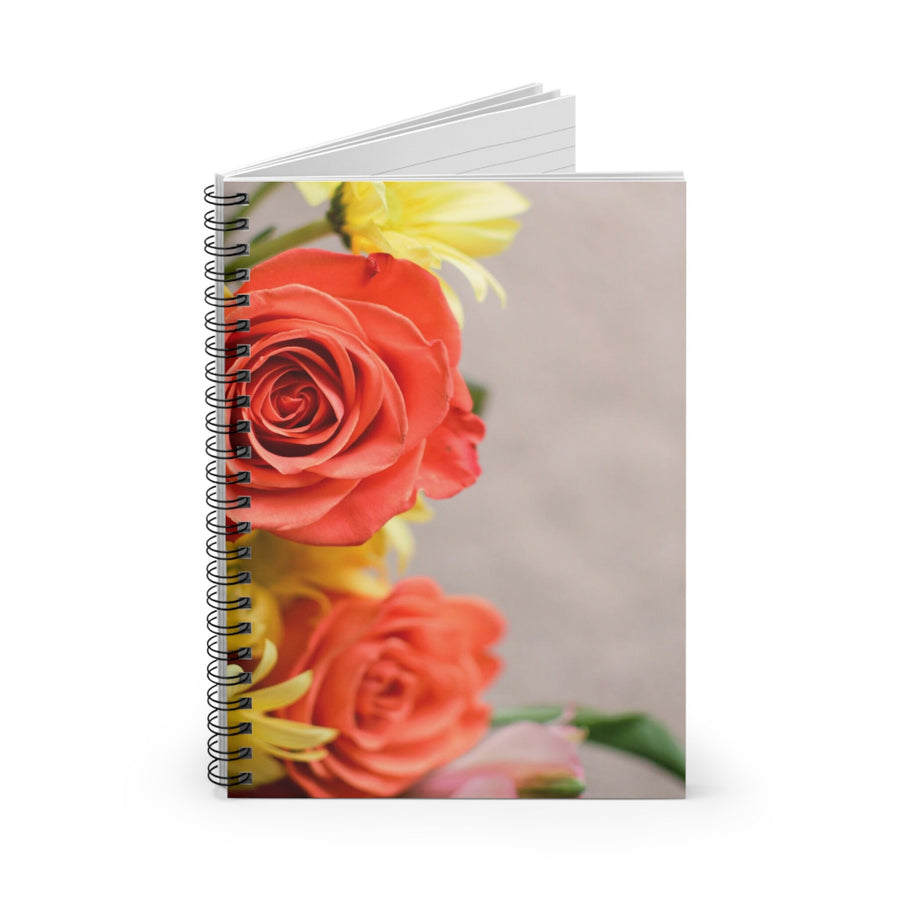 Spiral Notebook - Ruled Line-Orange and Yellow Flowers&#39; design