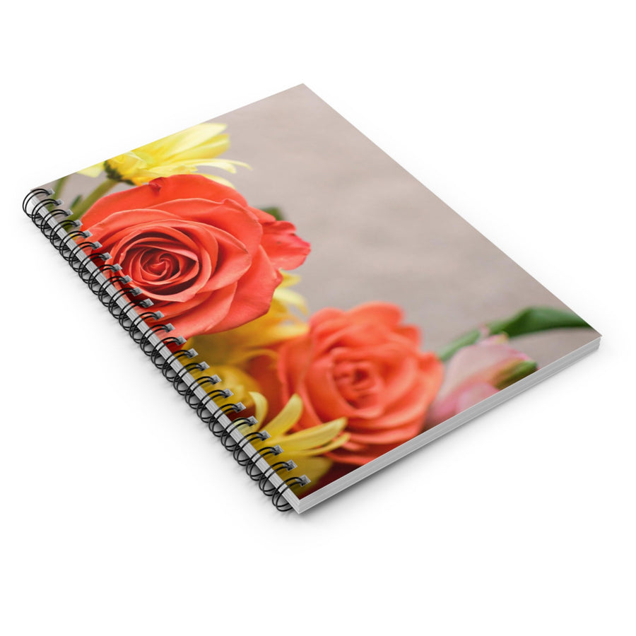 Spiral Notebook - Ruled Line-Orange and Yellow Flowers&#39; design