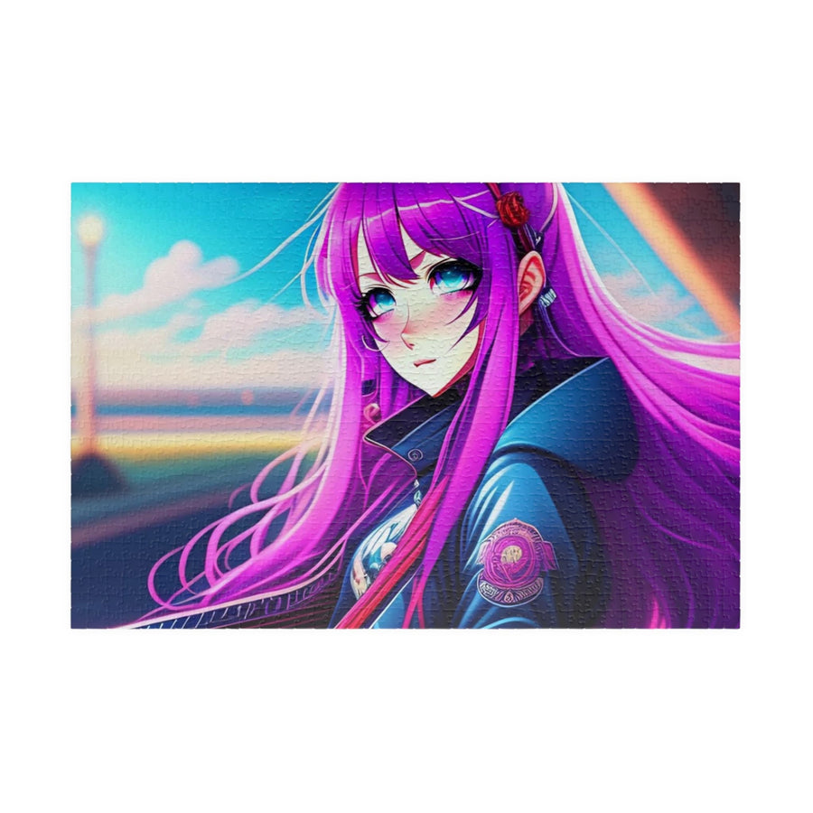 Puzzle (110, 252, 500, 1014-piece)-Purple-Haired Anime Girl Glossy Puzzle