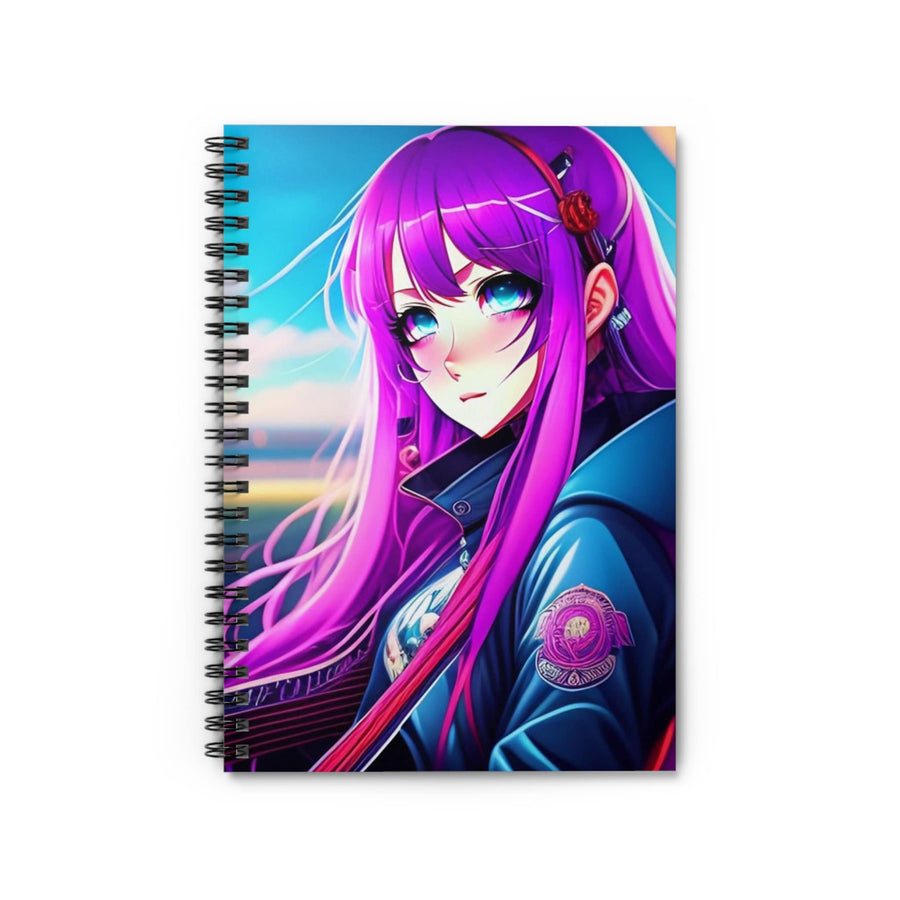 Pretty Purple-Haired Girl Spiral Notebook - Ruled Line 118 pages