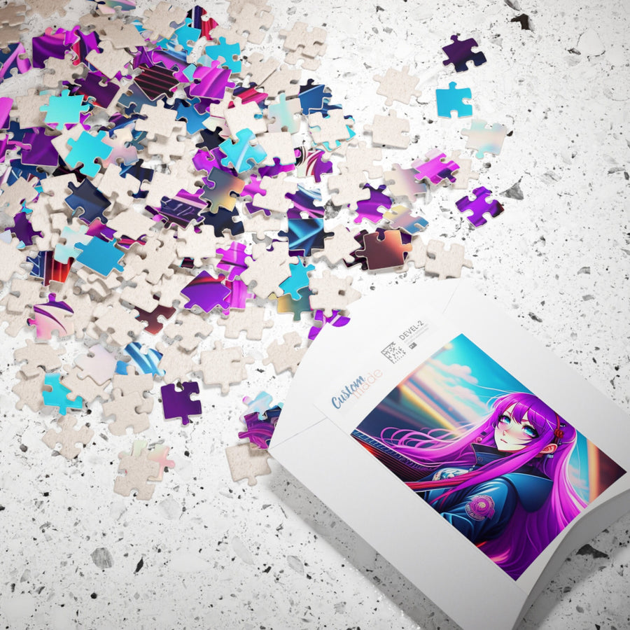 Puzzle (110, 252, 500, 1014-piece)-Purple-Haired Anime Girl Glossy Puzzle
