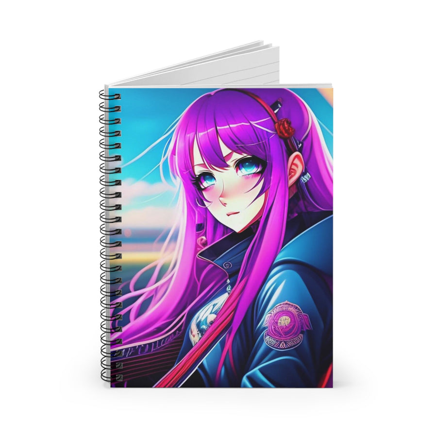 Pretty Purple-Haired Girl Spiral Notebook - Ruled Line 118 pages