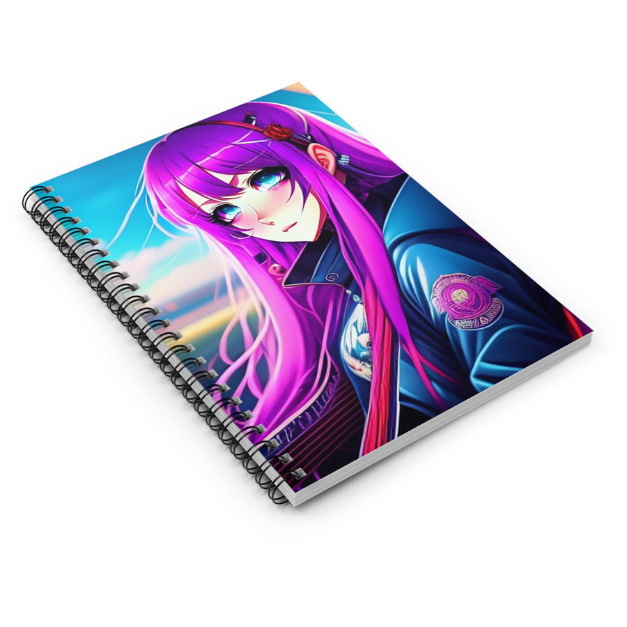 Pretty Purple-Haired Girl Spiral Notebook - Ruled Line 118 pages