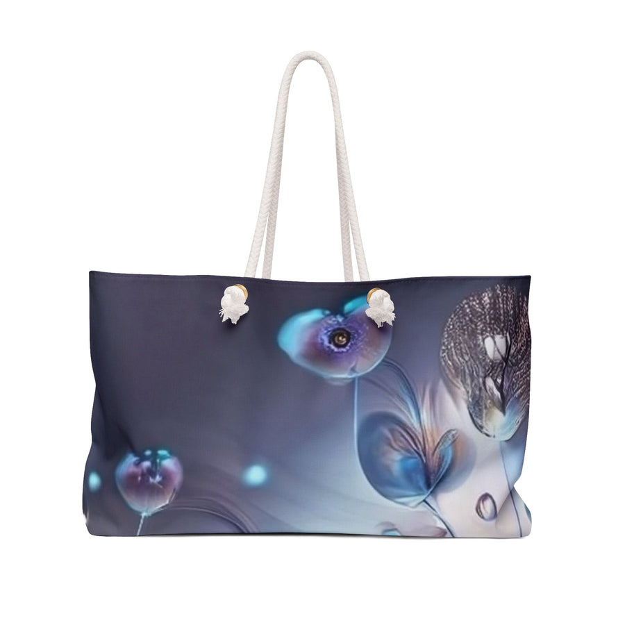 Weekender Overnight Bag- Blues and Greys flowers