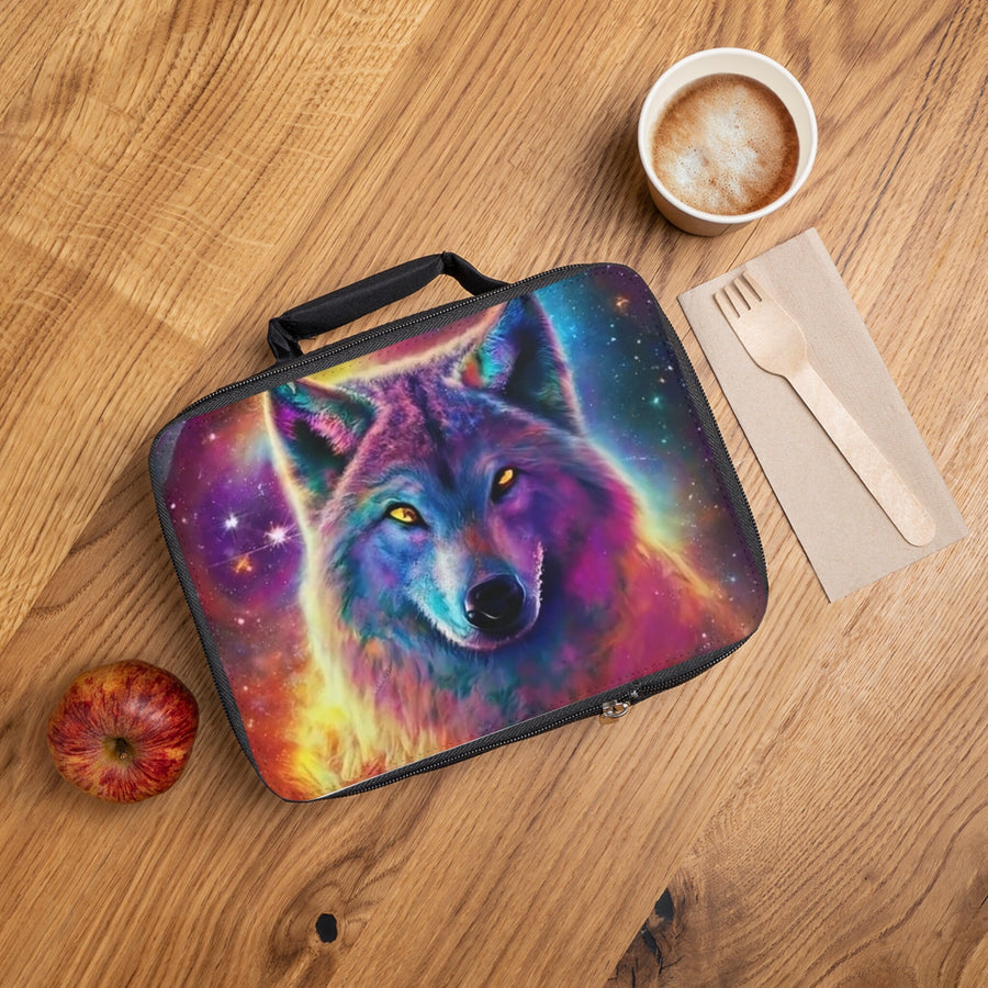 Lunch Bag-Rainbow Vibrant Wolf