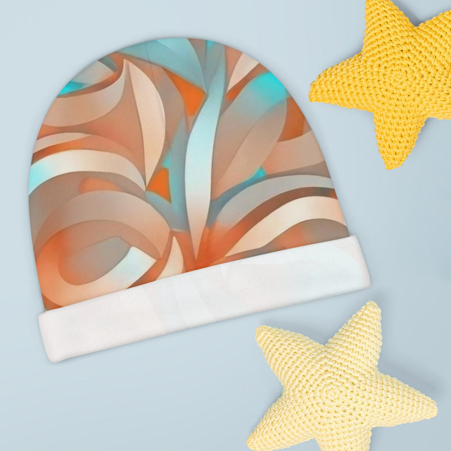 Baby Beanie -Orange and turquiose