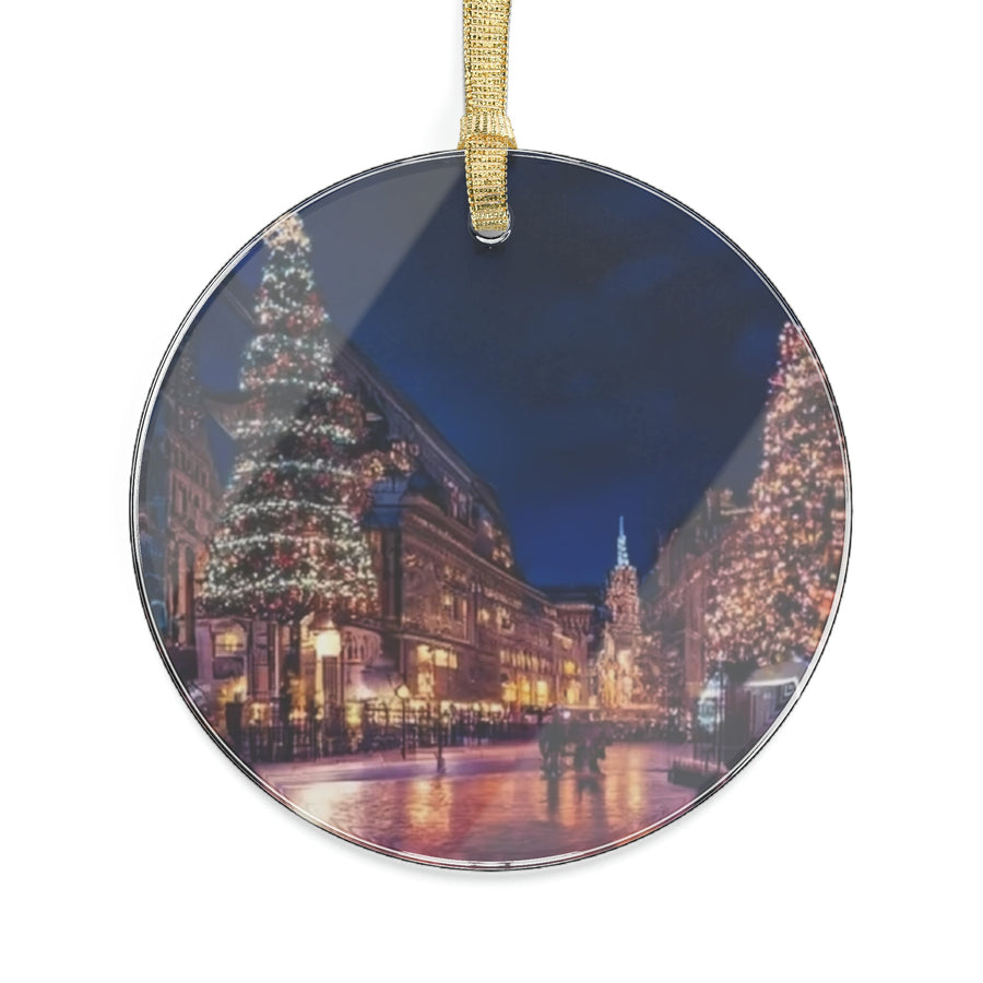 Enchanting Christmas Cityscape Acrylic Ornaments for Holiday Decor
