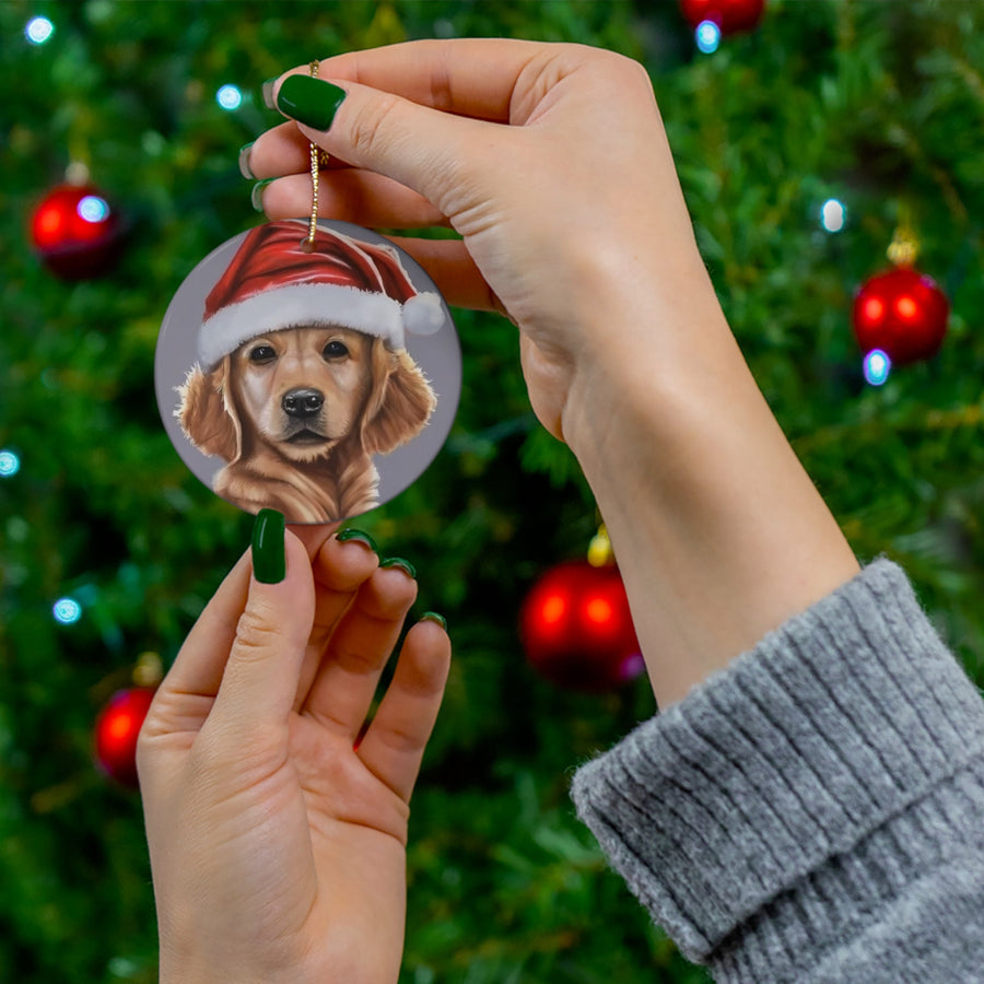 Ceramic Ornament, 4 Shapes-Golden Retriever Puppy Ornaments!