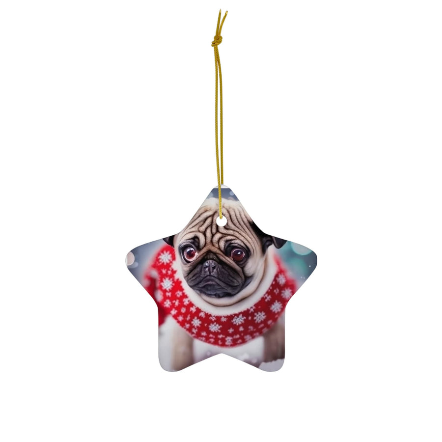 Ceramic Ornament, 4 Shapes Pug-tastic