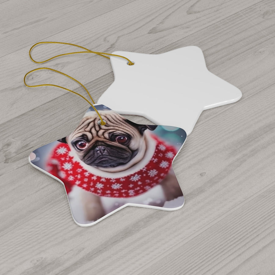 Ceramic Ornament, 4 Shapes Pug-tastic