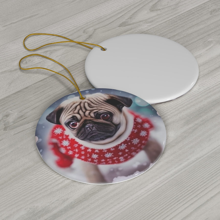 Ceramic Ornament, 4 Shapes Pug-tastic