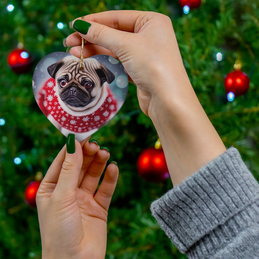 Ceramic Ornament, 4 Shapes Pug-tastic