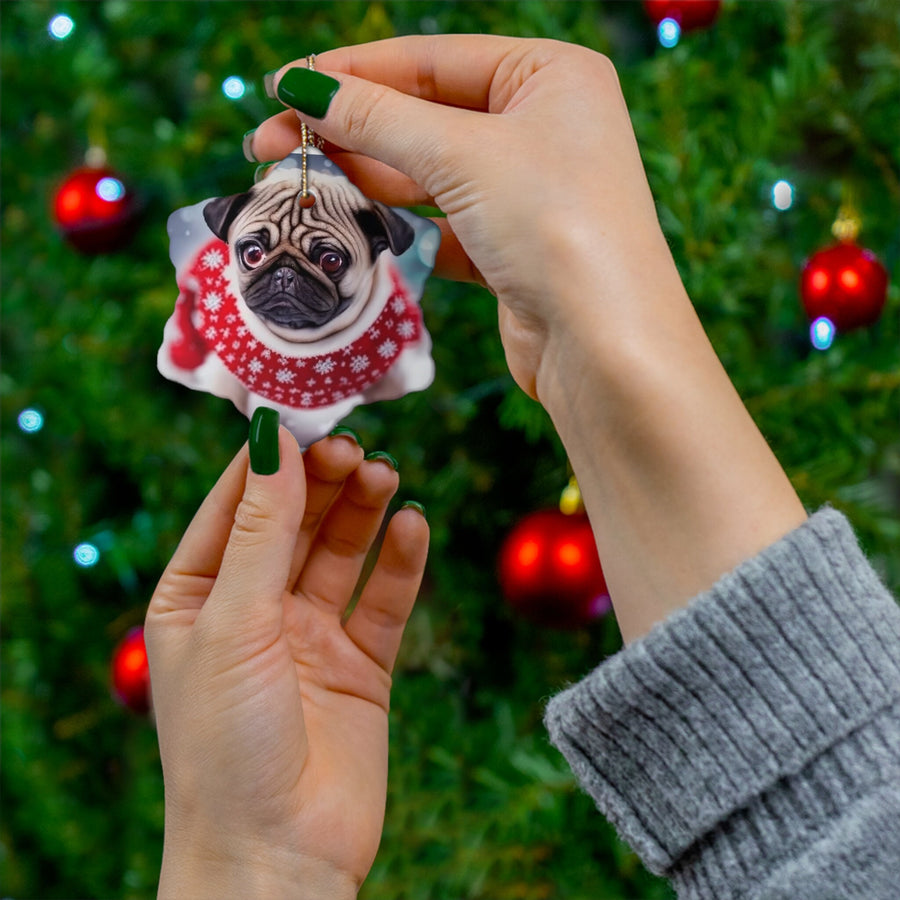 Ceramic Ornament, 4 Shapes Pug-tastic