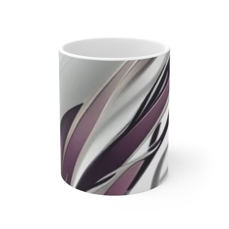 Ceramic Mug 11oz- Purple and White Decorative Mug