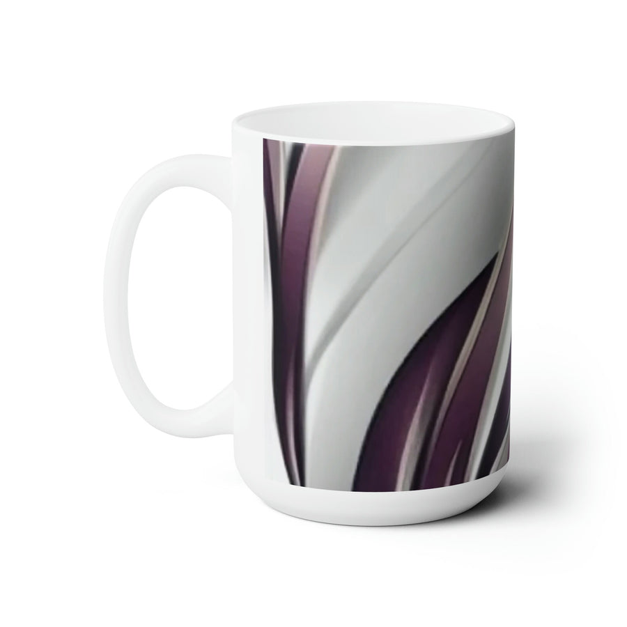 Ceramic Mug 15oz- Purple and white abstract decorative mug