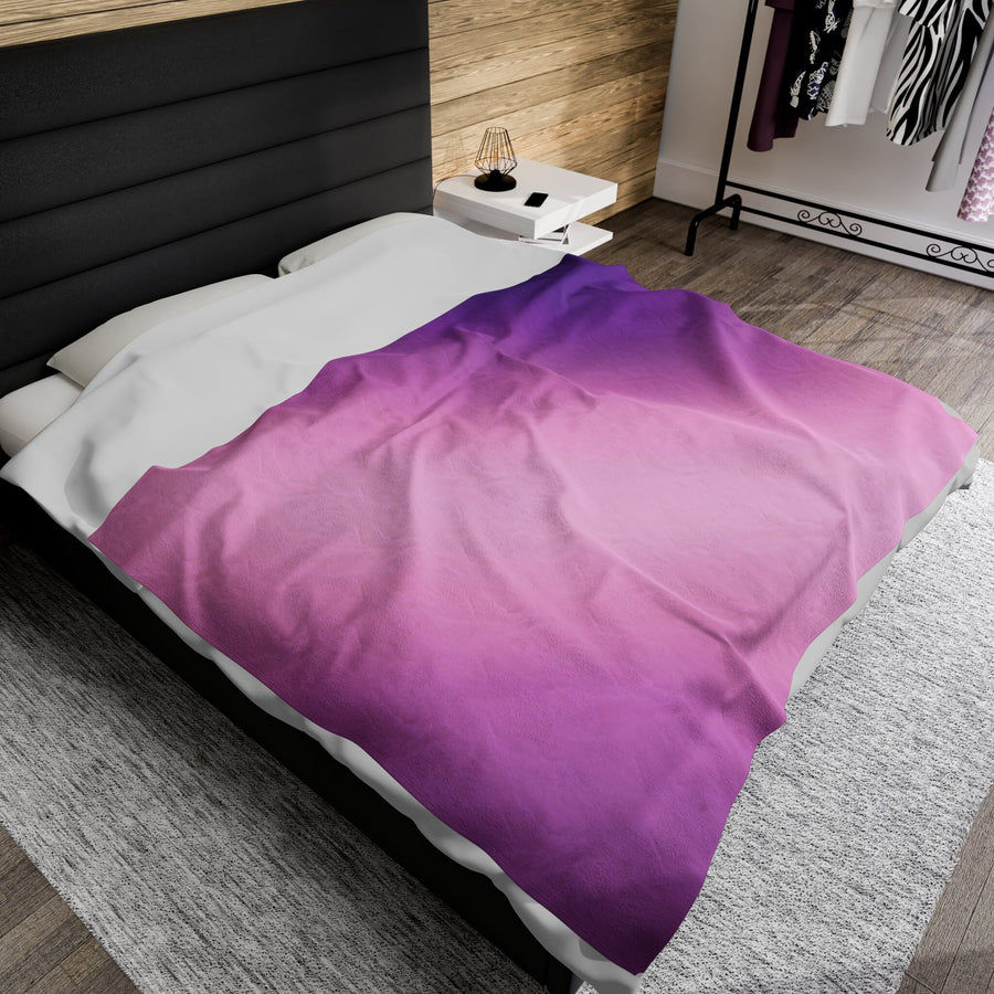Velveteen Plush Blanket-Ombre Purple